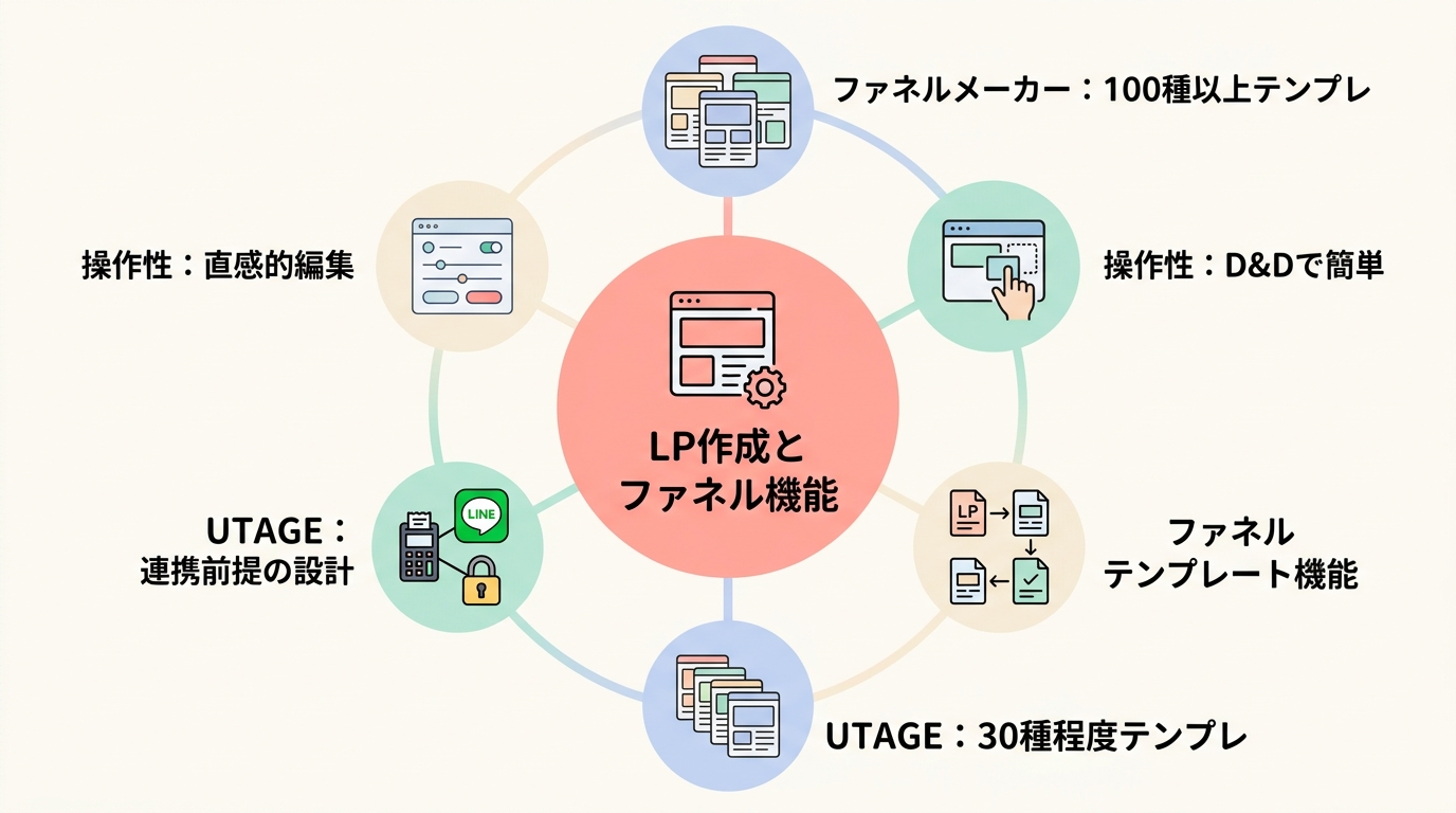 比較軸①:LP作成機能(テンプレート・操作性)