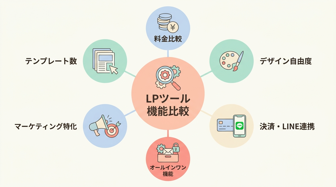 UTAGEのLP作成機能とペライチ・STUDIOとの比較表