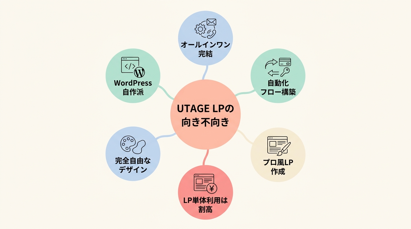UTAGEのLP作成機能が向いている人・向いていない人