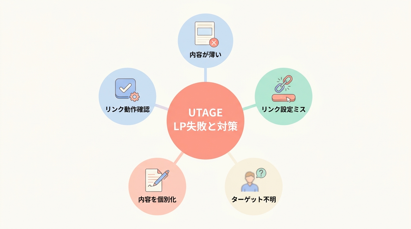 UTAGEのLP作成機能でよくある失敗パターンと回避策