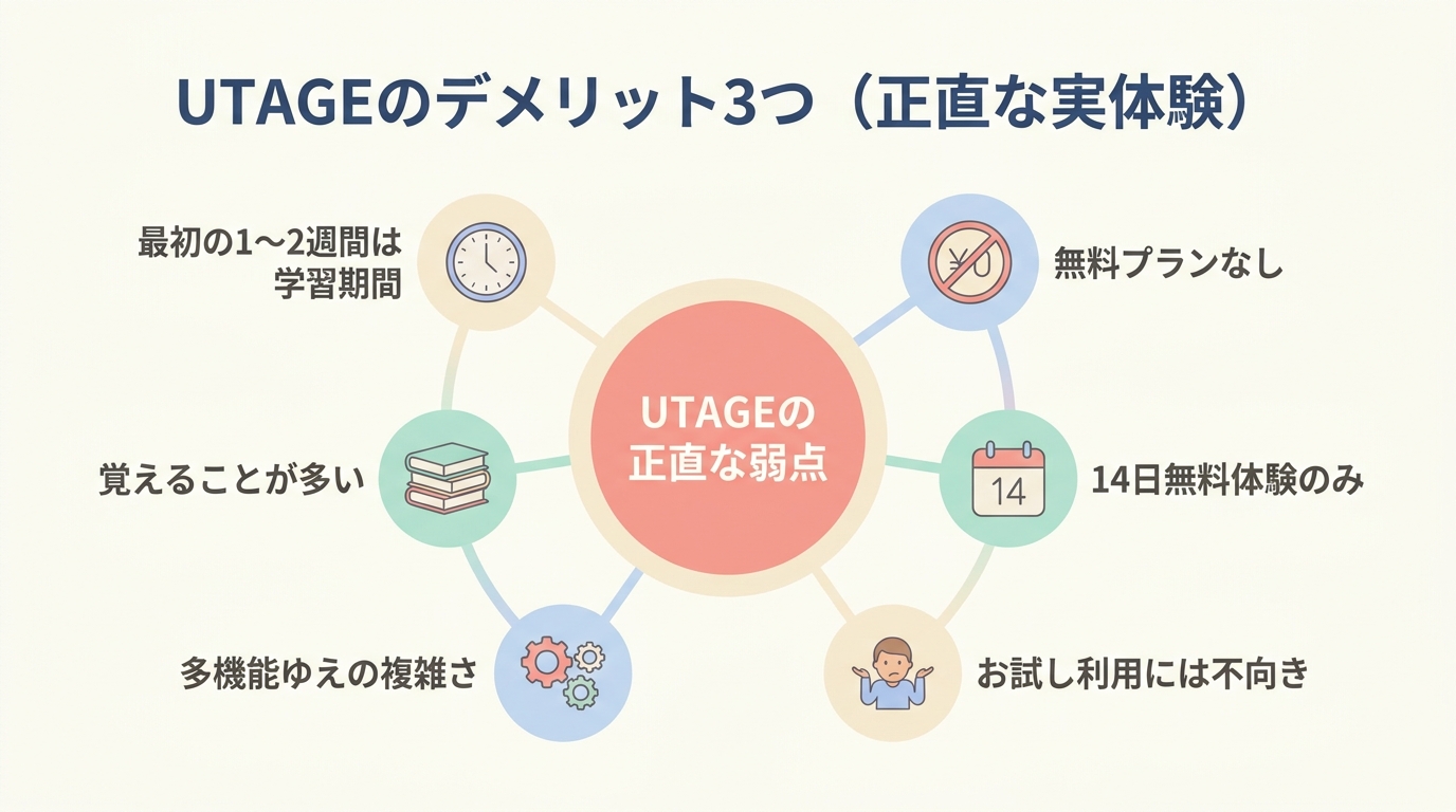 UTAGEのデメリット3つ（正直な実体験）